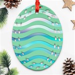 Abstract Digital Waves Background Oval Filigree Ornament (Two Sides) Front