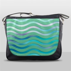 Abstract Digital Waves Background Messenger Bags by BangZart