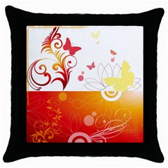 Spring Butterfly Flower Plant Throw Pillow Case (black) by BangZart