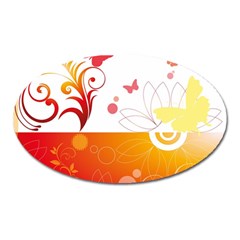 Spring Butterfly Flower Plant Oval Magnet by BangZart