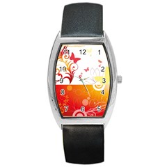 Spring Butterfly Flower Plant Barrel Style Metal Watch by BangZart