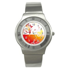 Spring Butterfly Flower Plant Stainless Steel Watch by BangZart