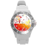 Spring Butterfly Flower Plant Round Plastic Sport Watch (L) Front