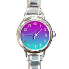 Background Pink Blue Gradient Round Italian Charm Watch