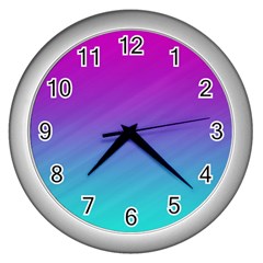 Background Pink Blue Gradient Wall Clocks (Silver) 