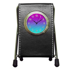 Background Pink Blue Gradient Pen Holder Desk Clocks