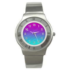 Background Pink Blue Gradient Stainless Steel Watch