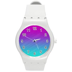 Background Pink Blue Gradient Round Plastic Sport Watch (M)