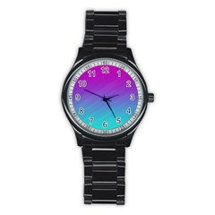 Background Pink Blue Gradient Stainless Steel Round Watch