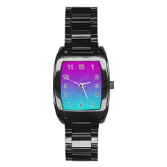 Background Pink Blue Gradient Stainless Steel Barrel Watch