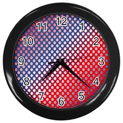 Dots Red White Blue Gradient Wall Clocks (black) by BangZart