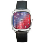 Dots Red White Blue Gradient Square Metal Watch Front