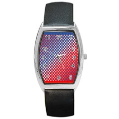 Dots Red White Blue Gradient Barrel Style Metal Watch by BangZart