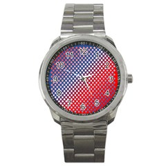 Dots Red White Blue Gradient Sport Metal Watch by BangZart