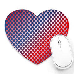 Dots Red White Blue Gradient Heart Mousepads by BangZart