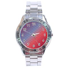 Dots Red White Blue Gradient Stainless Steel Analogue Watch by BangZart