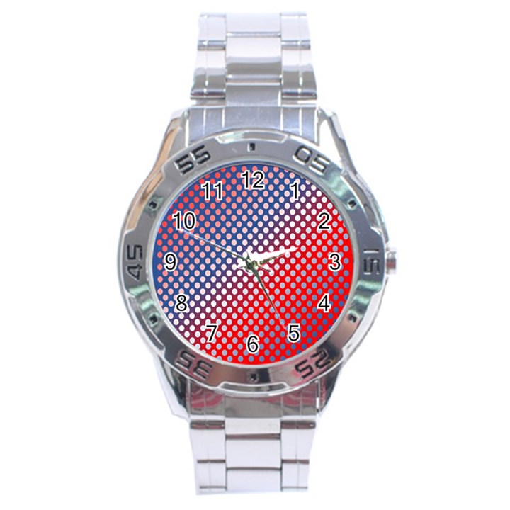 Dots Red White Blue Gradient Stainless Steel Analogue Watch