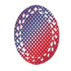 Dots Red White Blue Gradient Oval Filigree Ornament (two Sides) by BangZart