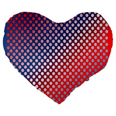 Dots Red White Blue Gradient Large 19  Premium Flano Heart Shape Cushions by BangZart