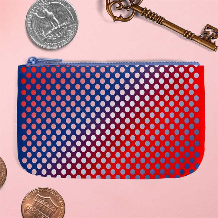 Dots Red White Blue Gradient Large Coin Purse