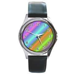 Background Course Abstract Pattern Round Metal Watch by BangZart