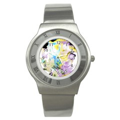 Watercolour Watercolor Paint Ink Stainless Steel Watch by BangZart