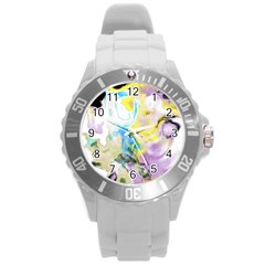 Watercolour Watercolor Paint Ink Round Plastic Sport Watch (l) by BangZart