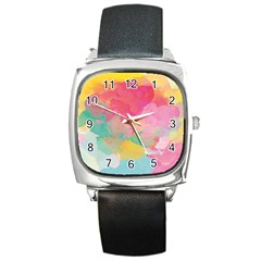 Watercolour Gradient Square Metal Watch by BangZart