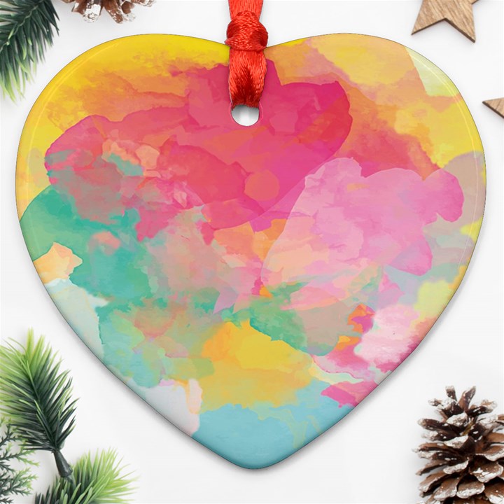 Watercolour Gradient Heart Ornament (Two Sides)