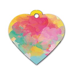 Watercolour Gradient Dog Tag Heart (one Side)