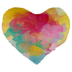 Watercolour Gradient Large 19  Premium Heart Shape Cushions by BangZart