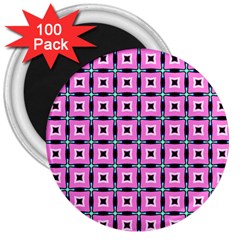 Pattern Pink Squares Square Texture 3  Magnets (100 Pack) by BangZart