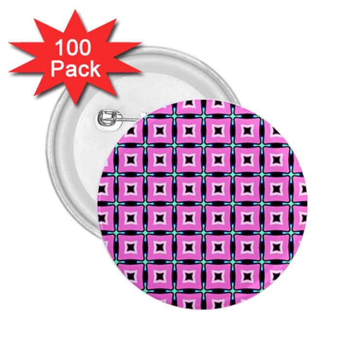 Pattern Pink Squares Square Texture 2.25  Buttons (100 pack) 