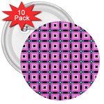 Pattern Pink Squares Square Texture 3  Buttons (10 pack)  Front