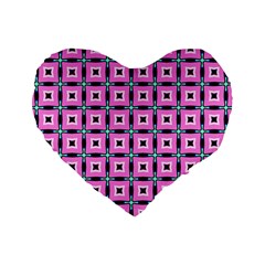 Pattern Pink Squares Square Texture Standard 16  Premium Heart Shape Cushions by BangZart