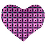 Pattern Pink Squares Square Texture Large 19  Premium Heart Shape Cushions Front