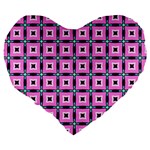 Pattern Pink Squares Square Texture Large 19  Premium Heart Shape Cushions Back