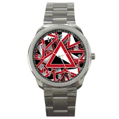 Road Sign Auto Gradient Down Below Sport Metal Watch by BangZart