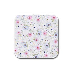 Floral Pattern Background Rubber Square Coaster (4 Pack)  by BangZart