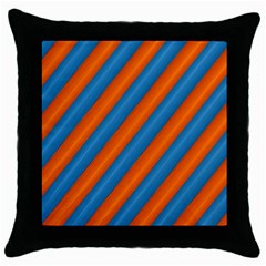 Diagonal Stripes Striped Lines Throw Pillow Case (black) by BangZart