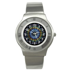 Rose Window Strasbourg Cathedral Stainless Steel Watch by BangZart