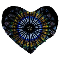 Rose Window Strasbourg Cathedral Large 19  Premium Heart Shape Cushions by BangZart