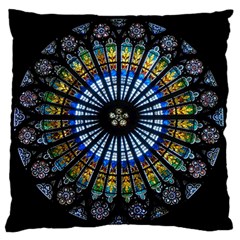 Rose Window Strasbourg Cathedral Large Flano Cushion Case (one Side) by BangZart