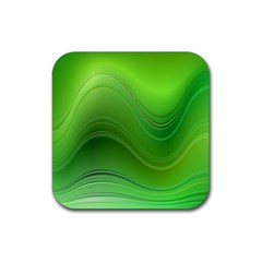 Green Wave Background Abstract Rubber Coaster (square)  by BangZart