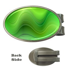 Green Wave Background Abstract Money Clips (oval)  by BangZart