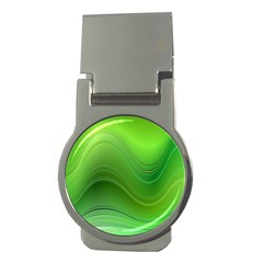 Green Wave Background Abstract Money Clips (Round) 