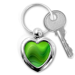 Green Wave Background Abstract Key Chains (Heart) 