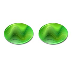 Green Wave Background Abstract Cufflinks (Oval)