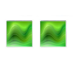 Green Wave Background Abstract Cufflinks (Square)