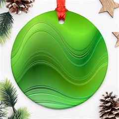 Green Wave Background Abstract Round Ornament (Two Sides)